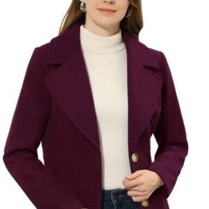 Allegra K Overcoat Shawl Collar Single Breasted Mid Thigh Winter NWT Womens XS